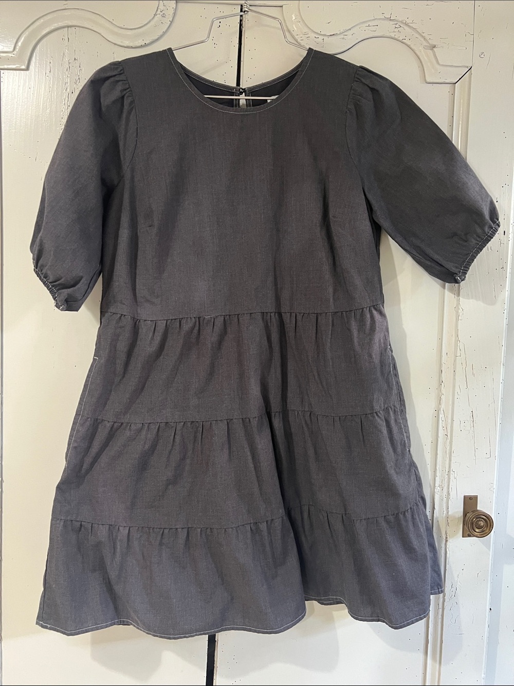 Abercrombie & Fitch Charcoal Mini Ruffle Dress with Pockets, XSP